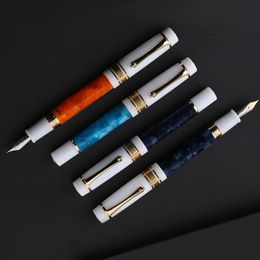 Pensos de fuentes Majohn M400 Fountain Pen #6 EF/F NIB con convertidor Escritura de resina Suministros escolares de la escuela de alta calidad 230814