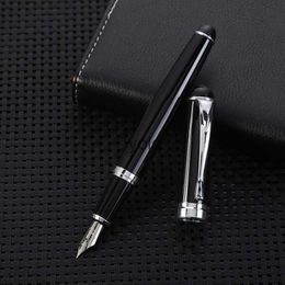 Fountain stylos New Black Business Metal Pen Laser Company Signature Student Practice Office Stationery H240423