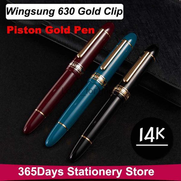 Plumas estilográficas Yongsheng 630 Pluma estilográfica 14K Punta de oro Onda Cuchillo largo Punta Pistón Clip de oro Pluma de resina Papelería Escritura de negocios Regalos HKD230904