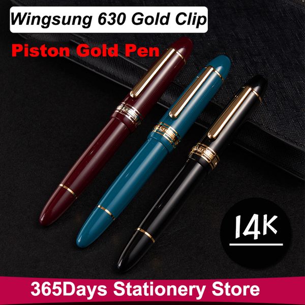 Pensos de la fuente Yongsheng 630 Fuente Pen 14K Gold Nifo Long Knip Nibon Piston Gold Clip de resina Papá No.
