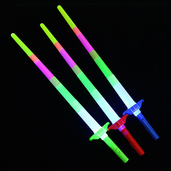 Jouets électroluminescents pour enfants à quatre barres, tige télescopique émettant de la lumière, bâton fluorescent, flash LED, fabricants de bâtons colorés