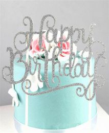 Quatre couleurs en cristal strass de joyeux anniversaire brillant gâteau de gâteau de topper pour enfants décor anniversaire décor gâteau topper3121552