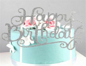 Vier kleuren kristal strass Regelbodem glanzende gelukkige verjaardagstaart topper jubileum kinderen verjaardagsfeestje decor cake topper5694229