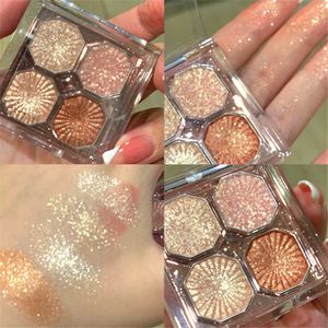 Vier kleuren Pearly Eyeshadow Palette Heldere Matte Shimmer Kristallen Kroonluchters Glitter Langdurige Pigment Cosmetica 231220