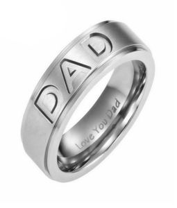 Vier kleuren titanium stalen ring voor papa geschenken Trendy Love You Dad Ringen voor mannen Sieraden Accessoires Populaire Anneau8379779