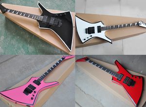 Guitare électrique Kelly quatre couleurs blanc/noir/rouge/rose avec floyd rose, touche en palissandre avec 24 frettes