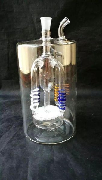 Accessoires de bongs en verre de pot de fumée de noyau de sable d'eau de quatre colonnes, tuyaux de fumage en verre