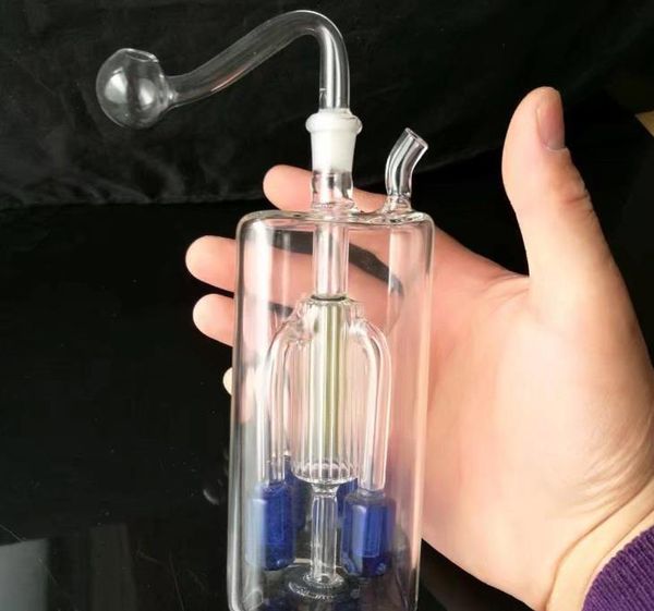 Cuatro columnas de botella de agua con accesorios de bongs de vidrio, Pipa colorida para fumar Pipas de vidrio curvadas Pipas para quemadores de aceite Pipas de agua Plataforma Dab