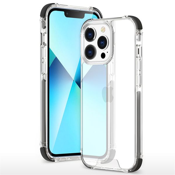 Étuis de téléphone anti-chute aux quatre coins pour iPhone 13 12 Mini 11 Pro XS Max XR Samsung S22 Ultra Plus Soft TPU Clear Acrylic Multiple Protection Antichoc Mobile Cover