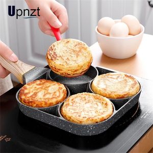 Four-hole Frying Pot Pan Thickened Omelet Non-stick Egg cake Steak Cooking Ham s Breakfast Maker Cookware 220423