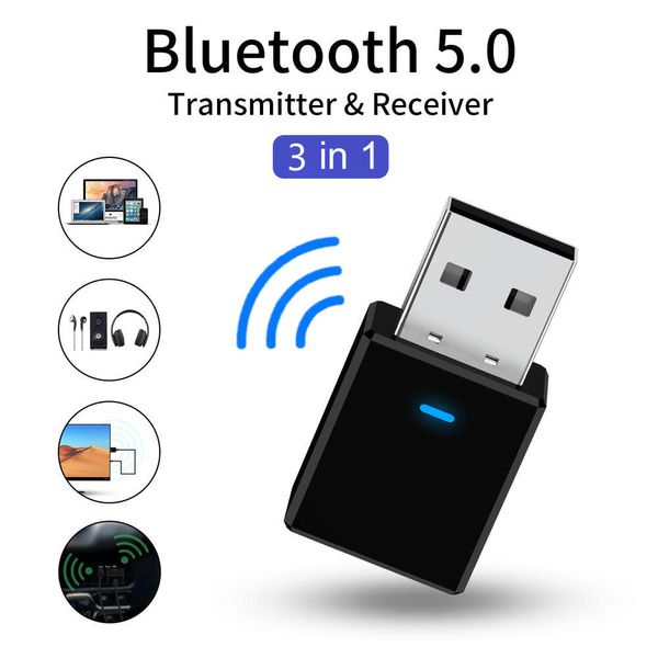 Transmisor receptor USB 5.0 cuatro en uno, adaptador Bluetooth inalámbrico para automóvil, canal de sonido estéreo dual