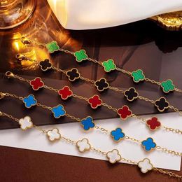 Bracelet de trèfle à quatre feuilles bijoux de luxe à thème de mode créatrice de mode Femmes 18K Rose plaquée coquille femme Gold Chain Men Fashion Jeweler Party Party