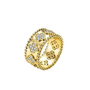 Klavertje vier Cleef Caleidoscoop voor vrouwen Gold Sier Diamond Nail Ring Ringen Valentine Party Designer Sieraden