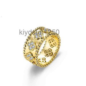 Klavertje vier Cleef Ring Caleidoscoop Designer Ringen voor Vrouwen 18k Goud Zilver Diamant Nagel Luxe Valentijn Partij Sieraden JZAC