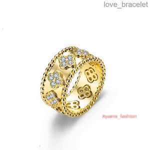 Cuatro anillos de caleidoscopio de Cleef Cleef anillos de diseñador para mujeres Anillo de uñas de diamantes de plata de oro de 18 k