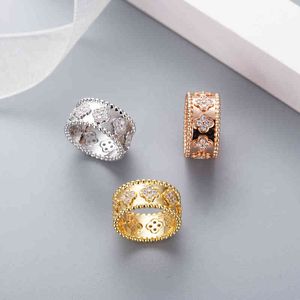 Klavertje vier cleef ring caleidoscoop designer ringen voor vrouwen 18K goud zilveren diamanten nagelring luxe ring Valentijnsfeest designer sieraden directe verkoop