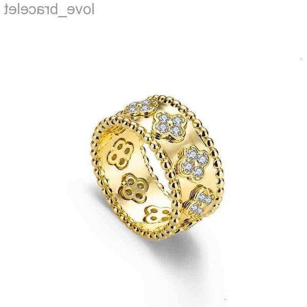 Four feuilles Clover Cleef Ring Kaléidoscope Anneaux de créateur pour femmes 18k Gold Silver Diamond Nail Anneaux de luxe Anneaux de luxe Conception de la fête de la Saint-Valentin FQQD