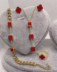 Vierbladige klaverontwerpers ketting armband oorbellen ringen sieraden sets voor vrouwen designer sieradenmerk bloem sieradenketen bruiloft kerstcadeau