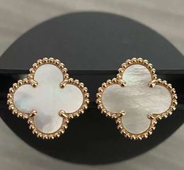 Boucle d'oreille trèfle à quatre feuilles mode classique boucles d'oreilles pendantes designer pour femme agate nacre moissanite diamant goutte boucle d'oreille Valentines mères cadeau premium1