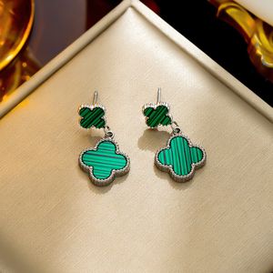 Boucle d'oreille trèfle à quatre feuilles, classique, de styliste pour femme, agate, nacre, moissanite, cadeau de saint-valentin, boucles d'oreilles de créateur TeacherDay, ne se décolore pas