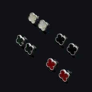 Four Leaf Clover Earrings Fashion Brand Mini Black White Green Women's Earrings 18k Gold Designer Earrings Small Gift