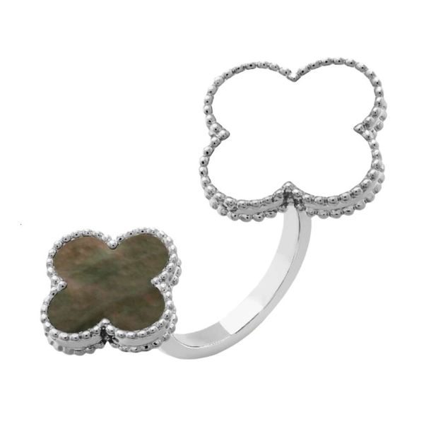 Cuatro anillo de lujo de cuatro hojas anillo de lujo de alta calidad anillos de diseñador de trébol para mujeres anillos de calidad originales de moda de cuatro hojas anillo de doble flor de anillo 292