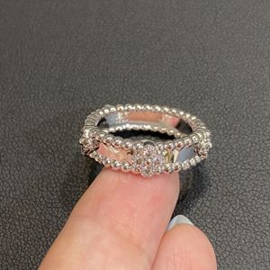 Vierbladige klaver smal plaat caleidoscoop paar ring vol met diamant gelukkige wijs vinger persoonlijkheid