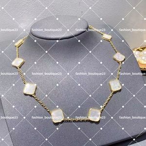 Collar de trébol de cuatro hojas 10 motivos Diez flores Collares colgantes largos Joyería de diseño Ágata verde negra Nácar para mujer Mujer Regalo de compromiso de San Valentín