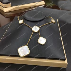 Klavertje vier ketting 6 motieven bloemen hanger goud zilver diamant parelmoer luxe designer sieraden vintage designer ketting voor vrouwen vrouw bruiloft gif