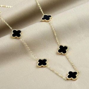 klavertje vier ketting ontwerper voor vrouwen 925 sterling zilveren ketting 10 bloem ketting 18k vergulde onyx agaat sieraden Valentijnsdag cadeau