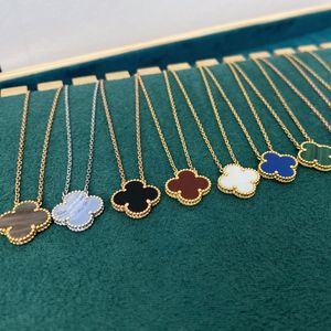 Vier blad klaver kettingontwerper voor vrouwen 925 Sterling zilveren ketting 1 bloem hanger ketting 18k goud vergulde onyx agate sieraden valentijnsdag dhgatr cadeau