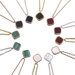 Klavertje vier Ketting Designer Sieraden Set Hanger Kettingen Armband Stud Oorbel Goud Zilver Parelmoer Groene Bloem Ne274m