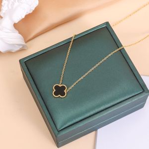 Klavertje vier ketting ontwerper sieraden set hanger kettingen armband stud oorbel goud zilver parelmoer groene bloem ketting schakelketting dames met doos