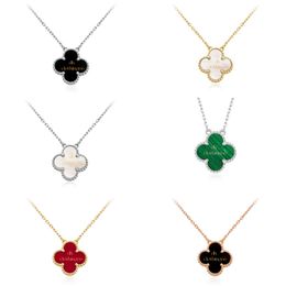 Collier de trèfle à quatre feuilles pendentif classique mère de la personnalité de perle mode chanceux en acier inoxydable plaqué femmes filles