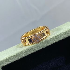 vier klaver ring natuurlijke schelp edelsteen verguld 18K voor vrouw ontwerper T0P geavanceerde materialen mode diamant Europese maat cadeau voor vriendin met doos 013