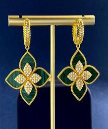 Vier blad klaverstudie oorbel ontwerper sieraden goud zilveren parelmoer groene bloem oordring link ketting dames cadeau8915130