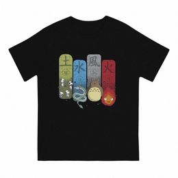 Quatre hommes T-shirt Spirited Away Anime Vintage T-shirts à manches courtes col rond T-shirts Cott Idée cadeau Vêtements p8ZG #