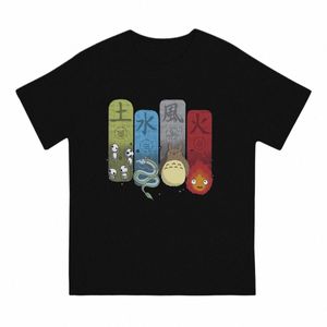 Vier Mannen T-shirt Spirited Away Anime Vintage Tees Korte Mouw Ronde Hals T-shirts Cott Cadeau Idee Kleding p8ZG #