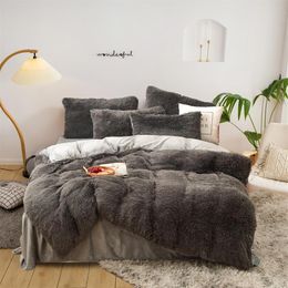 Ensembles de literie en peluche chaud quatre pièces King Queen Size housse de couette de luxe taie d'oreiller housse de couette marque lit édredons ensembles haute quali261x