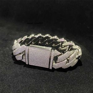 Pulsera pesada de cuatro filas de Miami para hombre, cadena de eslabones de moissanita Vvs de Color D, joyería de Hip Hop de Sier sólido, eslabones cubanos