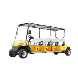Quatre rangées de sièges jaunes rangées électriques de golf chariot de golf visite visites touristiques à quatre roues couleurs robustes modification personnalisée en option