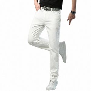 Quatre Mers Jeans de couleur blanche pour homme droit Slim Party Cool Pantalon Casual Denim Jeans grande taille rouge rose pantalon p5ZV #