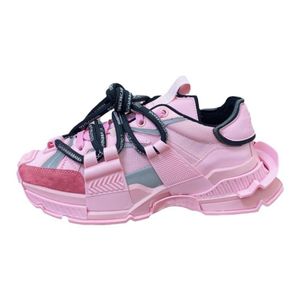 Zapatillas de deporte de plataforma informales con cordones coloridos para mujer de cuatro estaciones, zapatos deportivos de cuero con plataforma para mujer