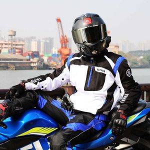 Combinaison moto quatre saisons combinaison moto homme combinaison de course combinaison anti-chute veste moto bleu et blanc L23118