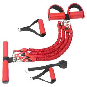 Bandes de résistance d'exercice de corde à traction à quatre tubes Yoga Pédale Tension Exerciseur Fitness Emulsion Foot Tirling 240409