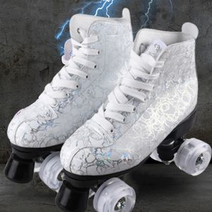 Patins à roulettes à motifs à quatre roues Patins en cuir PU et patins à roulettes respirants pour adultes