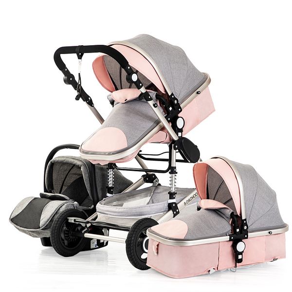 Quatre roues bébé poussette cadre en alliage chariot inclinable absorption des chocs pliant couleur variée main pousser la lumière 3 en 1 populaire faire pivoter le chariot hiver été ba02 F23