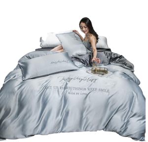 Conjuntos de ropa de cama de seda de cuatro platos King Queen Salled Editor de lujo Case de almohadas Cubierta edredones de la cama de la marca Juegos de alta calidad FAS7319927