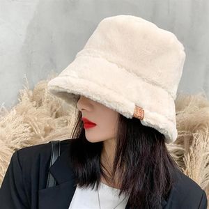 Foux seau chapeau hiver femmes épaissi artificiel vison cheveux Beige femme chaud dames concepteur Fishman moelleux peluche 2020304i