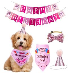 Fowecelt fait à la main réglable pour animaux de compagnie fête d'anniversaire décor chat chien écharpe chapeau collier bannière accessoires pour fournitures de bricolage vêtements 9155590